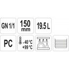CUVĂ DIN POLICARBONAT GN 1/1, 19.5L, 150MM