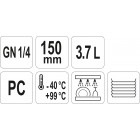CUVĂ DIN POLICARBONAT GN 1/4, 3.7L, 150MM