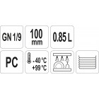 CUVĂ DIN POLICARBONAT GN 1/9, 0.85L, 100MM